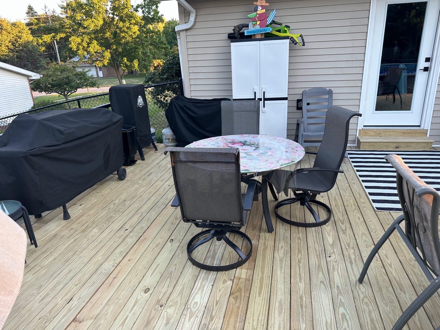 Spacious new deck with room for grilling and outdoor dining